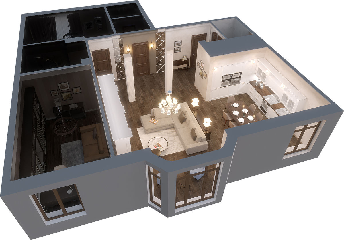 План помещений, оборудованных системой Digihouse Lighting