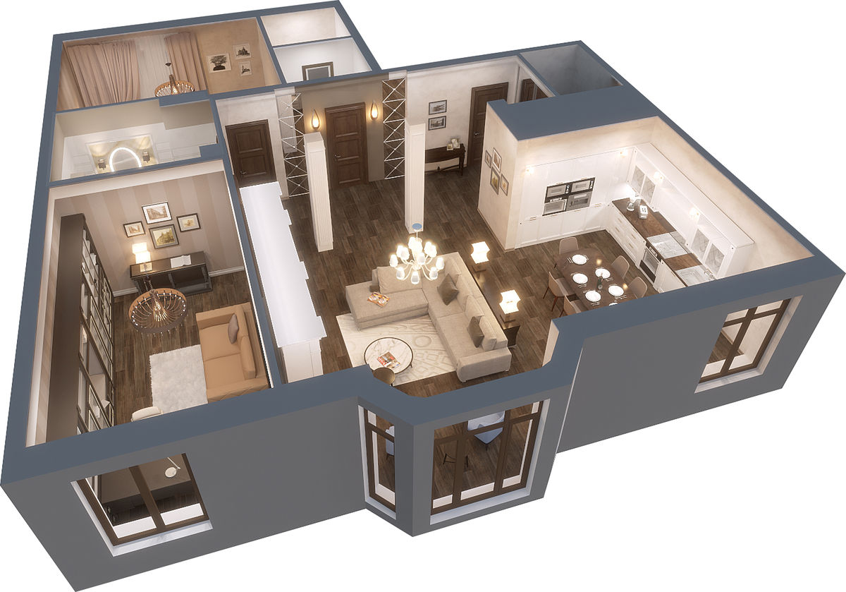 План помещений, оборудованных системой Digihouse Lighting