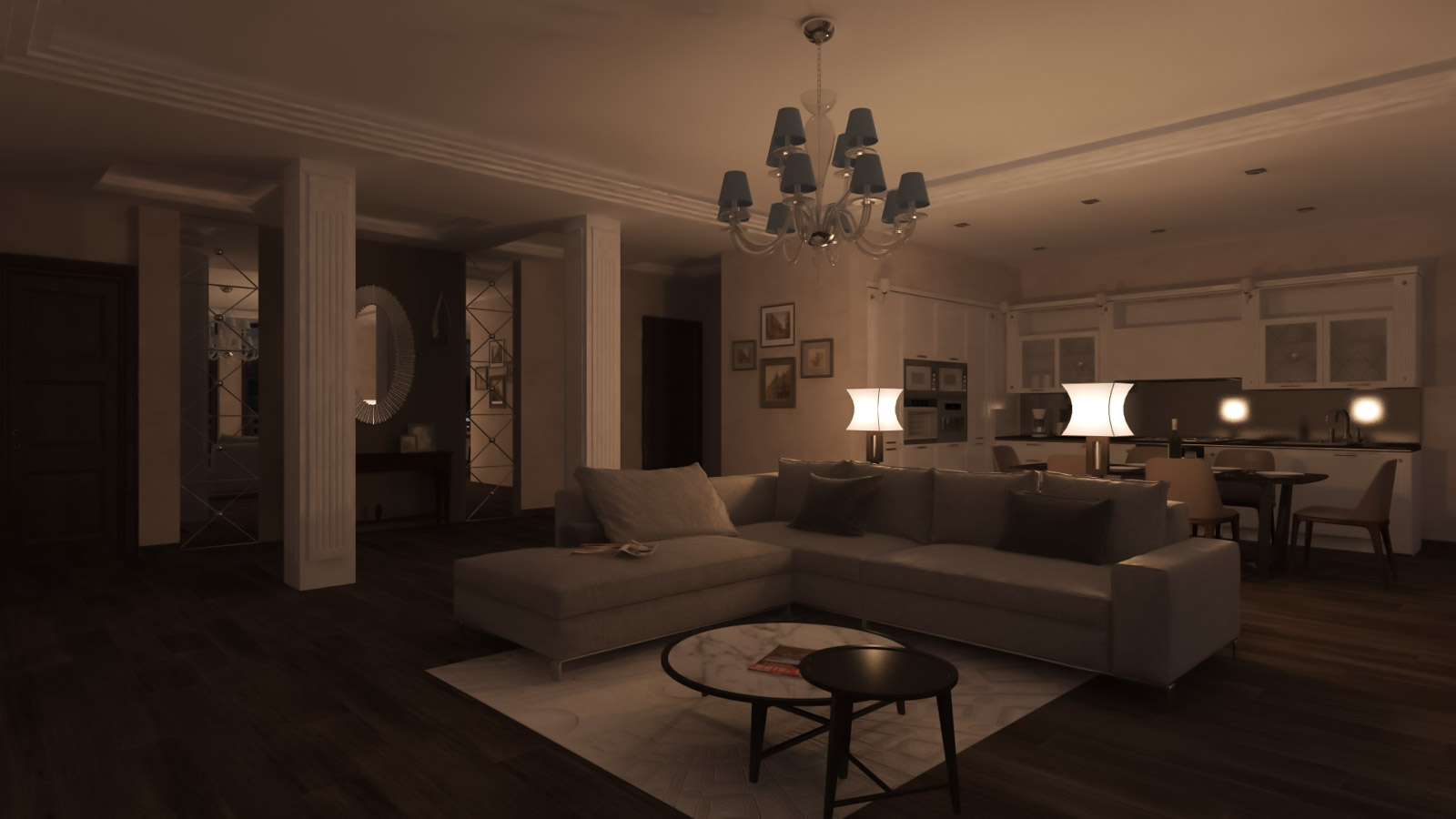 Интерьер, оборудованный Digihouse Lighting, сценарное управление. Сцена N